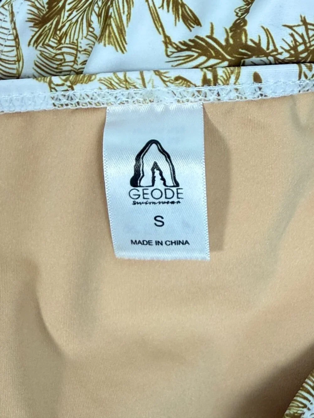 GEODE SWIMWEAR Rio Tankini Top , Size Small, Tan/white Print - Picture 13 of 14